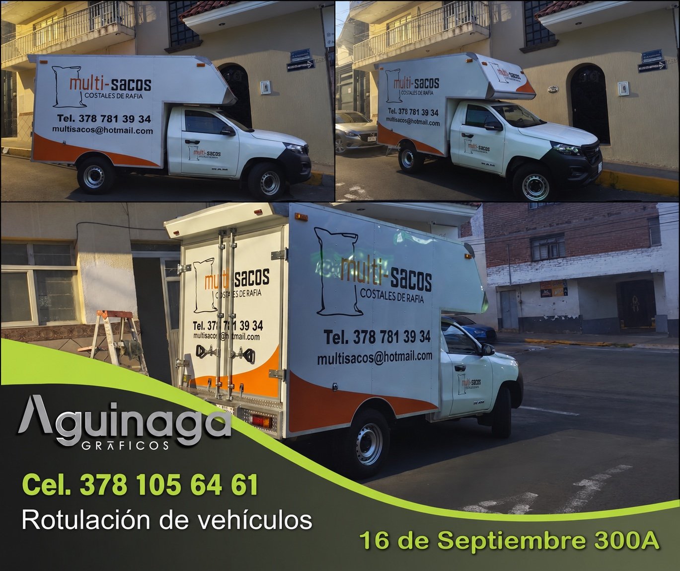 Rotulación de vehículos Multi-Sacos realizado por Aguiñaga Gráficos
