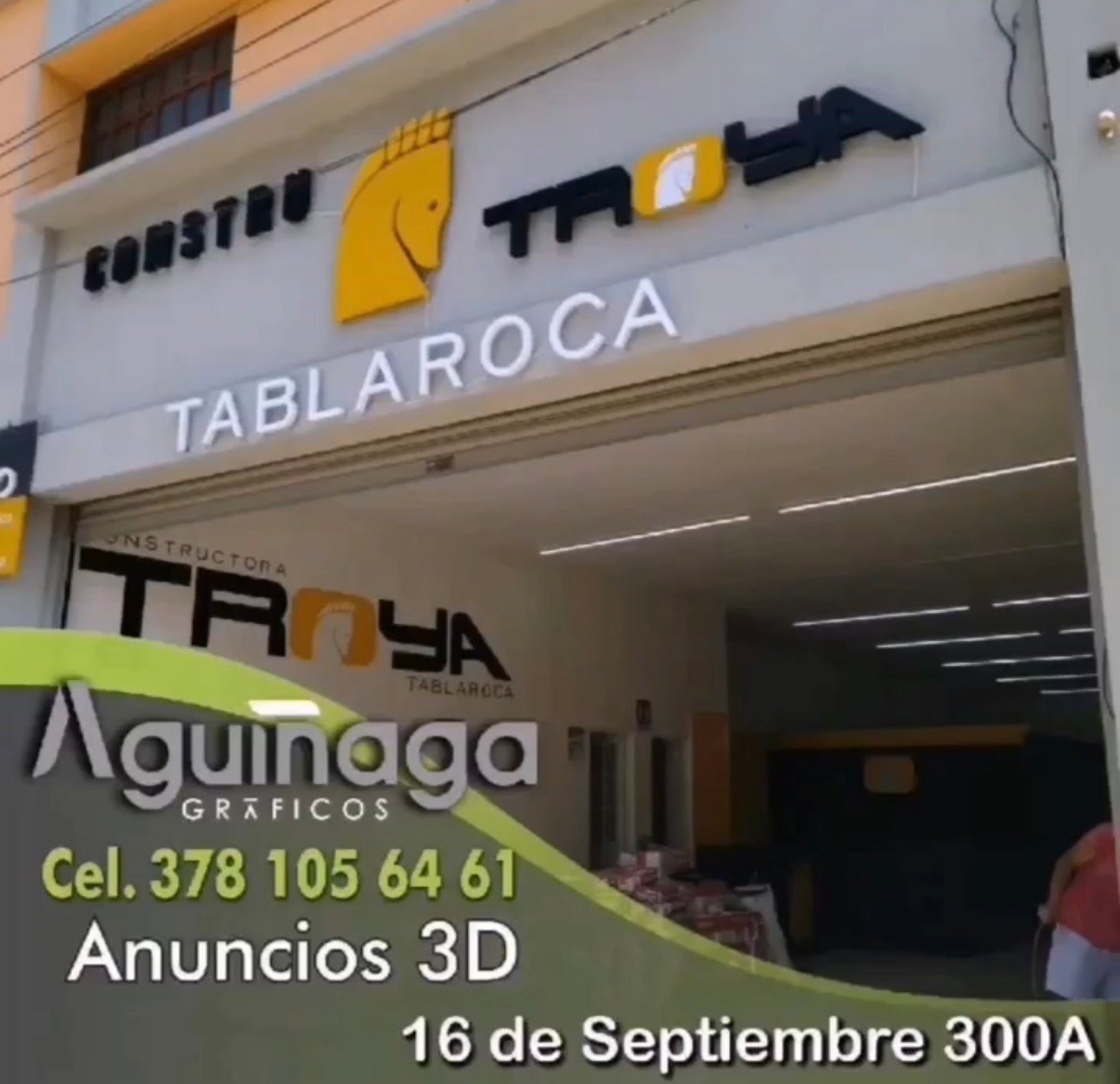 Anuncio 3D Troya Tablaroca realizado por Aguiñaga Gráficos